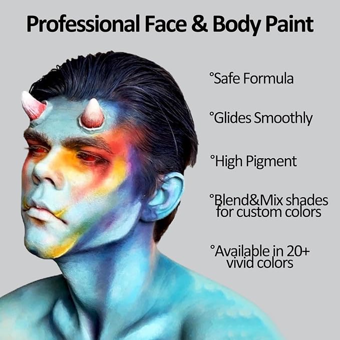 Mysense Blue Face Body Paint,Water Based Washable Face Paint,Non-toxic Cream Body Paint for Adults and Children Halloween Costume SFX Clown Avatar Smurf Mystique Cosplay Makeup,0.6oz