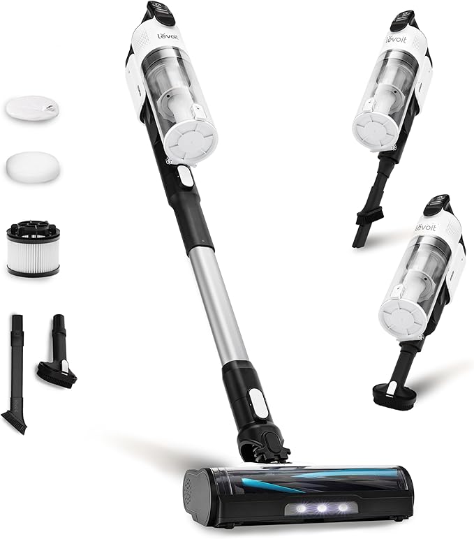 LEVOIT Cordless Vacuum Cleaner, Stick Vac with Tangle-Resistant Design, Up to 50 Minutes, Powerful Suction, Rechargeable, ...