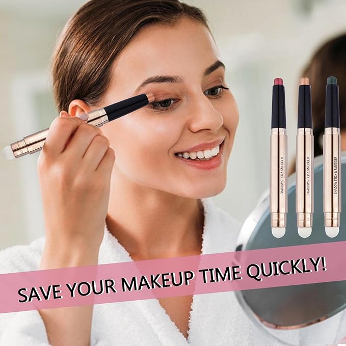 Silver black Smokey Grey dark Gray Eyeshadow Stick, Cream Smooth Single Shimmer Eye shadow Pencil, Hypoallergenic Waterproof Long Lasting Multi-Dimensional Glitter Primer Palette Highlighter