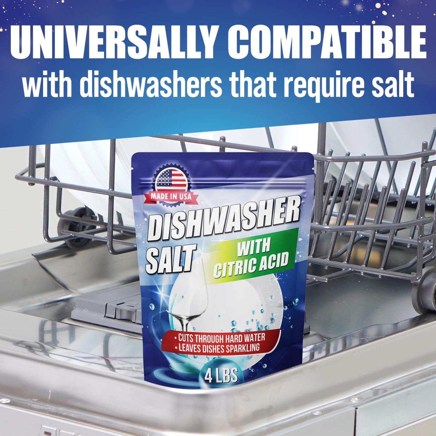 IMPRESA Dishwasher Rinse Aid Salt - 4 Lb - Citric Acid Cleaner & Descaler - Hard Water Stain Remover & Detergent Booster