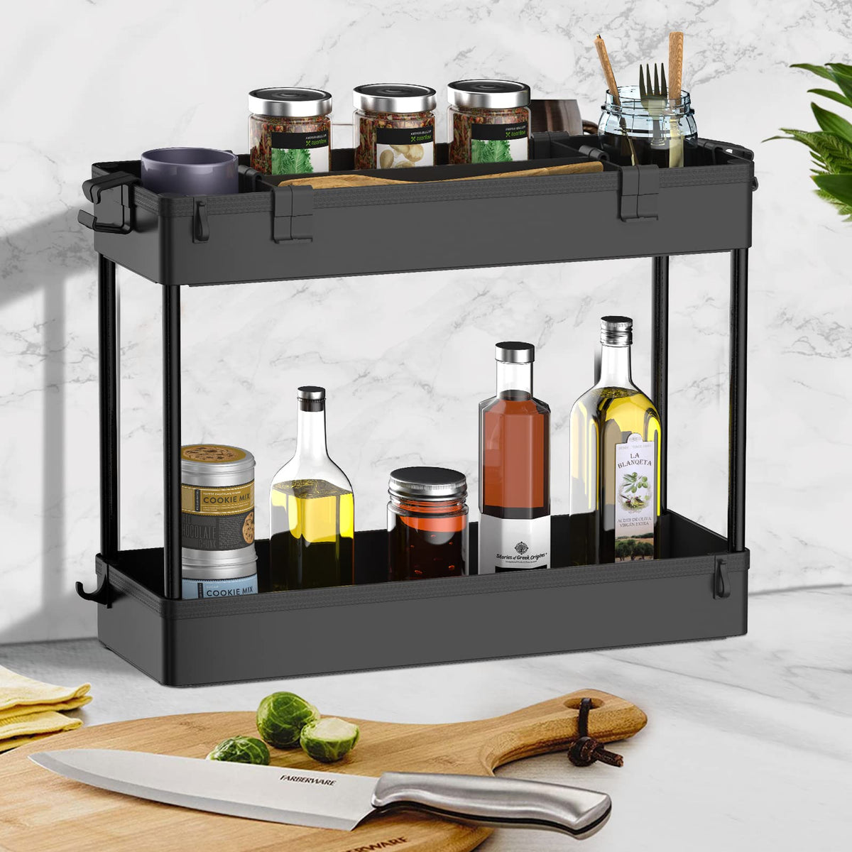 SPACELEAD Slim Storage Cart 3 Tier,Bathroom Organizer Rolling Utility,Mobile Shelving Unit Slide Out for Office, Kitchen, Laundry Room & Narrow Places,Black