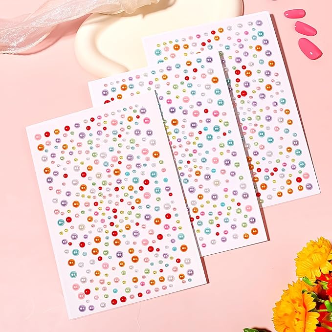 3/4/5/6MM Rhinestone Stickers for Crafts Clear Crystal Tweezers Decals Face Gems Pearls Color for Makeup Stick on Body Hair Nails Craft DIY Gems for Nails Makeup Decor 975PCS