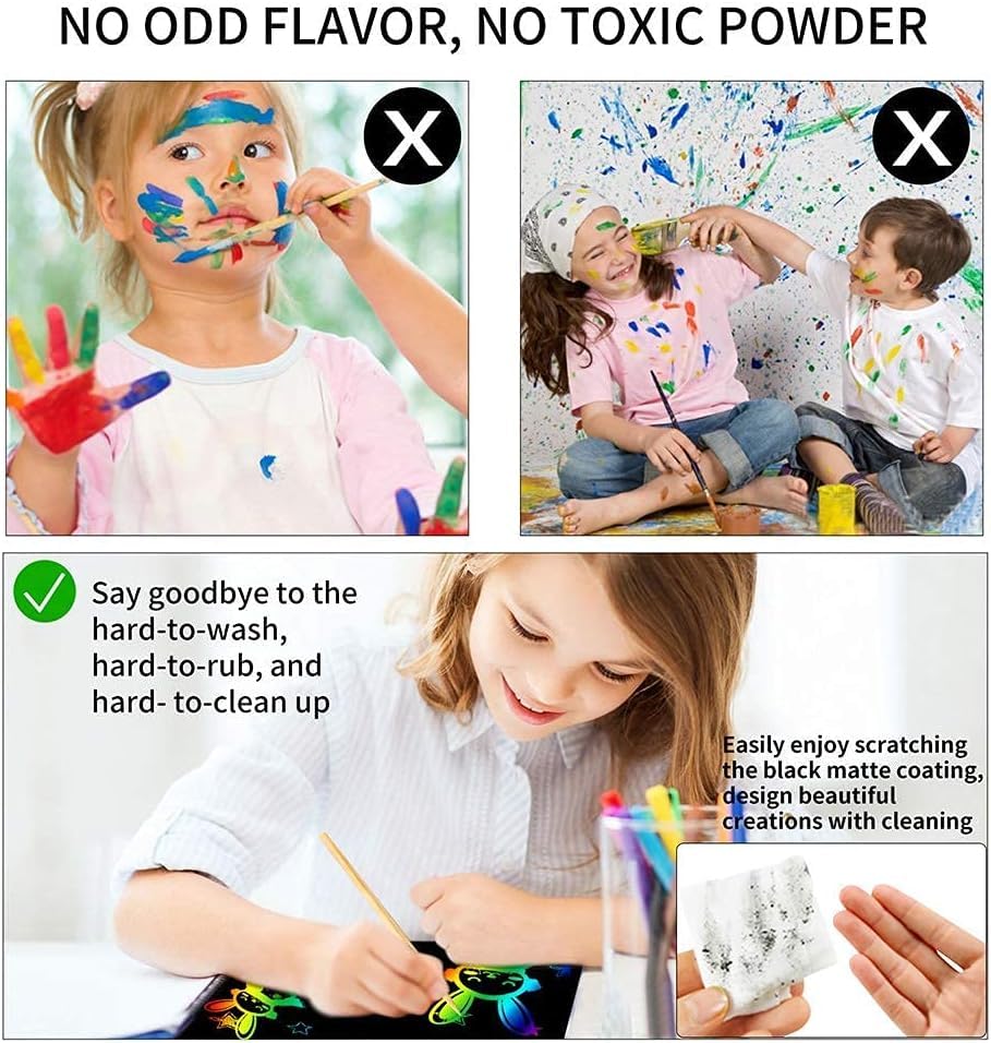 FUNNYB&G Rainbow Scratch Paper for Kids: 117 Pcs Rainbow Scratch Art for Kids Bulk Arts and Crafts Halloween Christmas Stocking Stuffers Birthday Gifts for 3-12 Years Old Girls Boys.