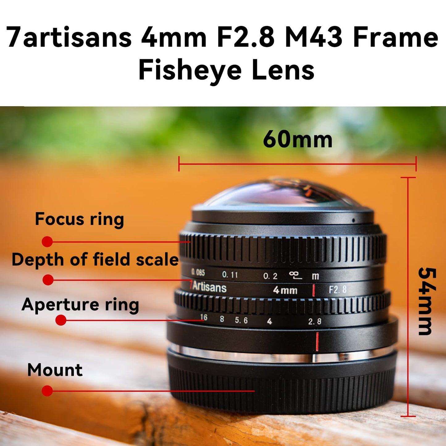 7Artisans 4mm F2.8 Fisheye Ultra Wide Angle Lens Manual Focus Prime Lens Compatible for Fujifilm FX Mount Mirrorless Camera X-T1 X-T2 X-T3 X-T20 X-T30 X-E1 X-E2 X-E3
