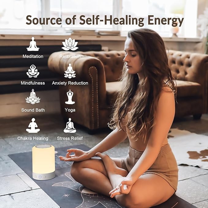 Quietbliss Tibetan Meditation Bowl - Soft Non-Glare Night Light, 9 Tones, Rechargeable for Yoga, Sleep & Stress Relief