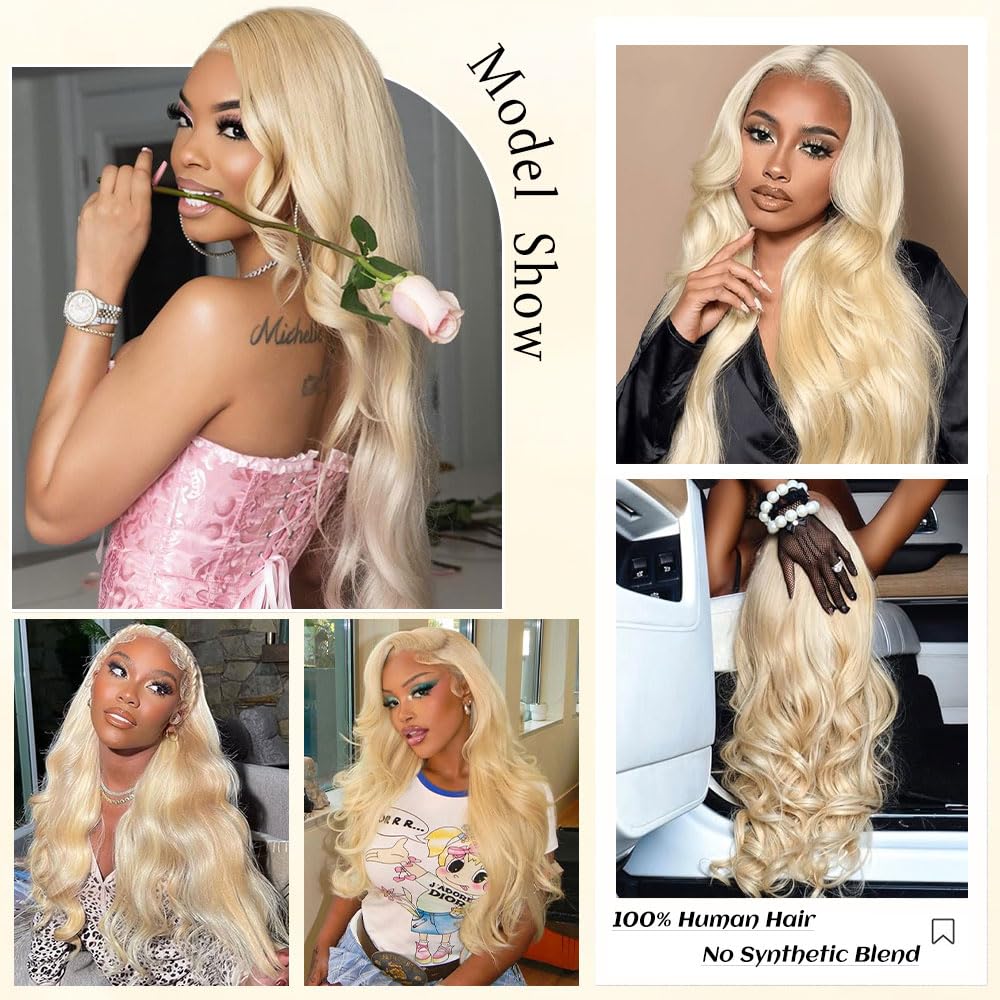 613 13x6 Lace Front Wig Human Hair 30 Inch 100% Real Blonde Wig Human Hair Body Wave HD Lace Front Wigs Human Hair 200 Density E
