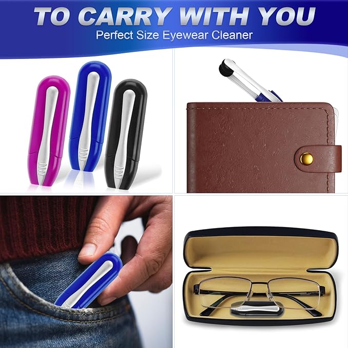 Portable Eyeglass Cleaner Kit (3PCS) - Carbon Fiber Tech for Cleaning on Glasses, Sunglasses and More - Easy Carry Travel & Office Use