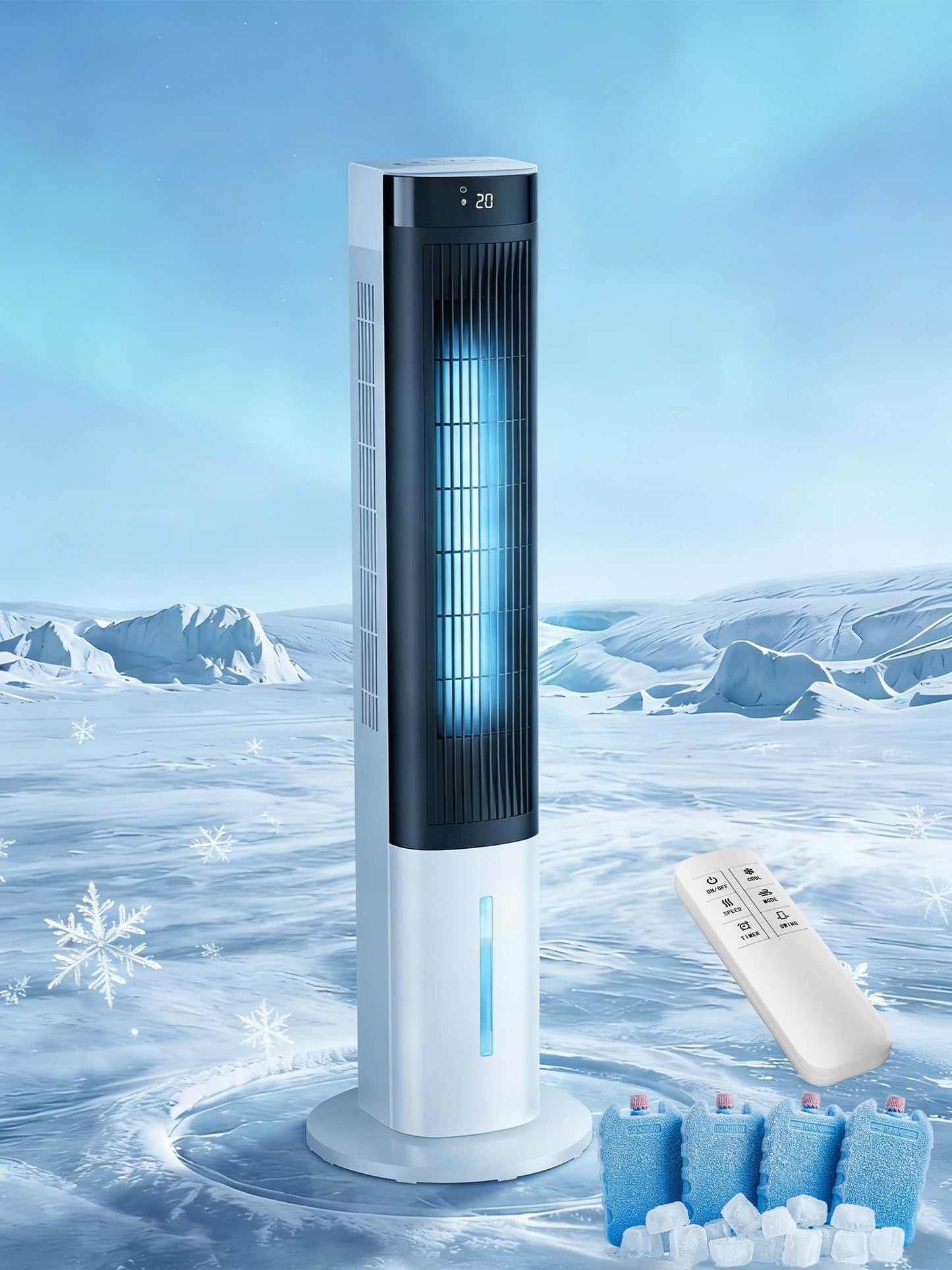 MEPTY Evaporative Air Cooler, 40" Windowless Portable Air Conditioners with 24H Timer, Cooling Fans that Blow Cold Air, 3 Speeds, 4 Modes, Remote,120°Oscillation, Swamp Cooler for Indoor Room Bedroom