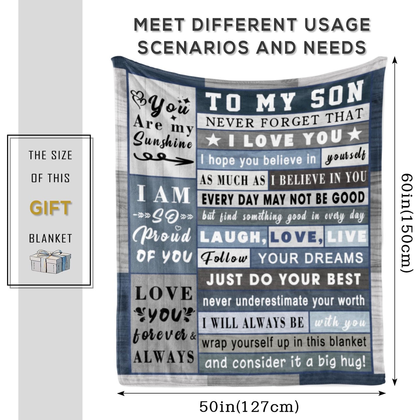 Spwasplo Gifts for Son Fathers Day Blanket from Mom Dad - Son Christmas Birthday Gift Adult - Ultra Soft Plush Throw Present Ideas for Bedding Sofa - 60"x50"