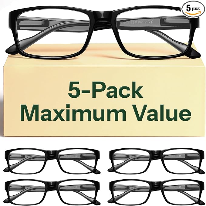 Gaoye 1.75 Professional Reading Glasses for All Day - Computer Readers with Blue Light Protection - Value Pack