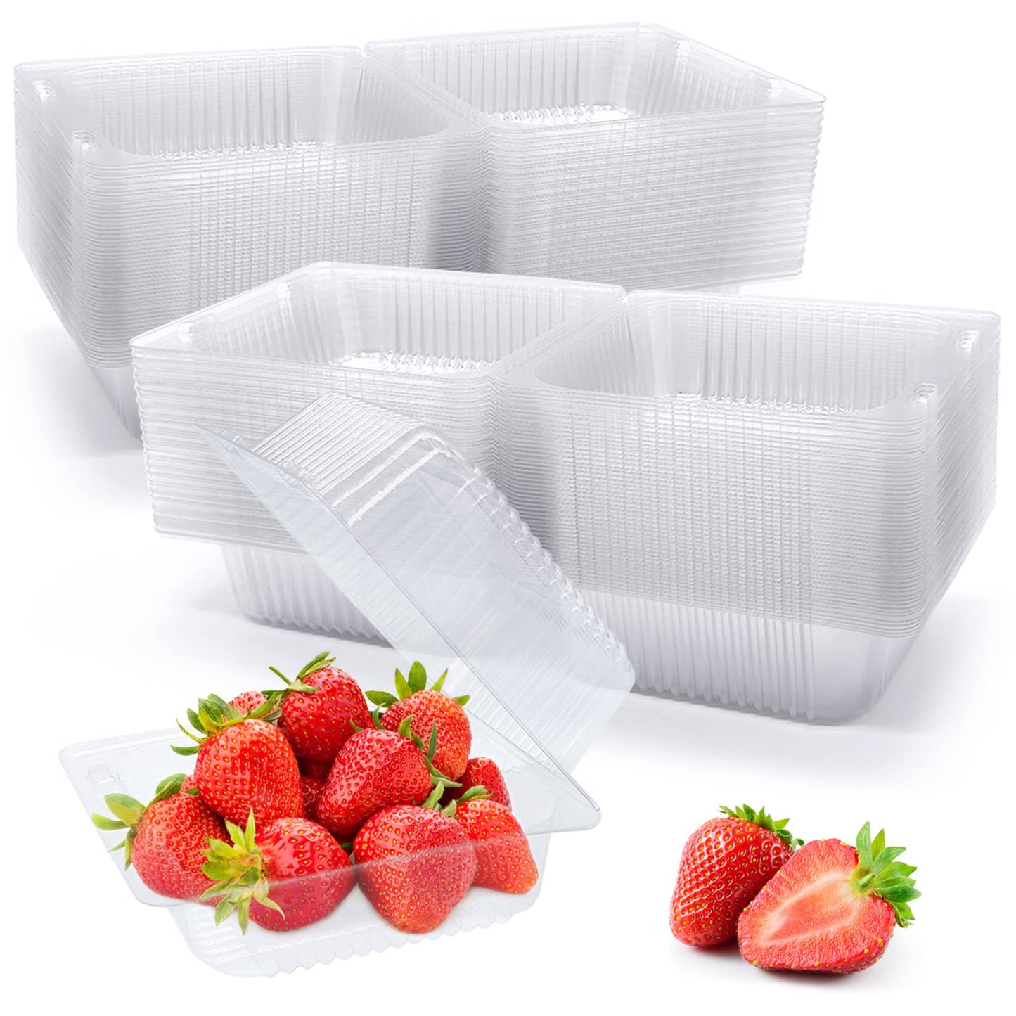 Haawooky 100 Pack Clear Plastic Take Out Container,Square Hinged Food Container,Dessert Clamshell Containers with Lids for Hamburgers,Cakes,Sandwiches,Pasta,Chips