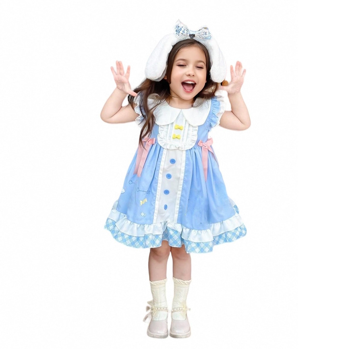 noxozoqm Girls Lolita Blue Dress Costume Princess Birthday Party Play Wear Halloween Cosplay Outfits 110