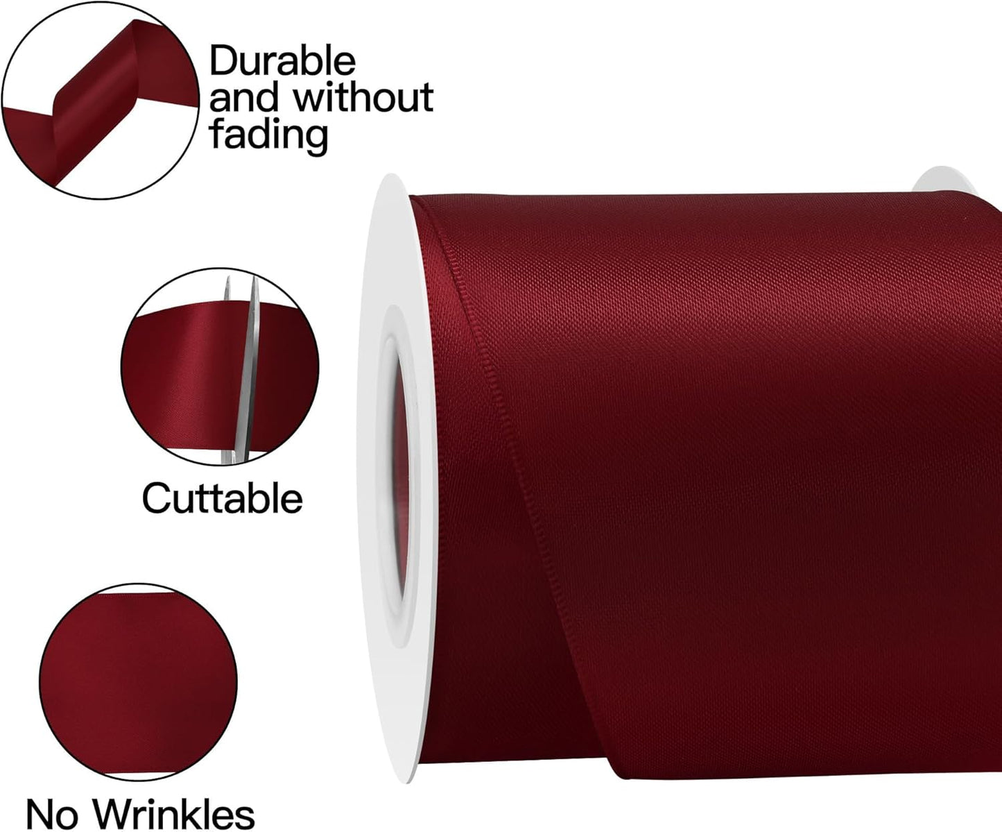 Sherry Satin Ribbon 3 Inch X 15 Yards Solid Color Double Faced Ribbons Perfect for Crafts Wedding Decor Bow Making Arts Sewing and More