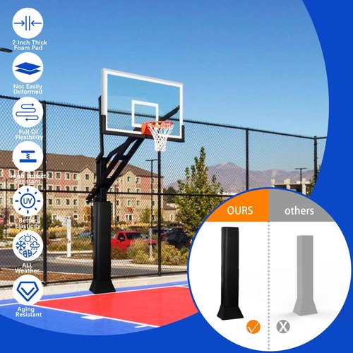 VANCL Base Padding Wrap Around Outdoor Waterproof Basketball Basement Padding Durable UV-Resistant Base Pads for Protection Black(Fit 4''x4'' Base)…