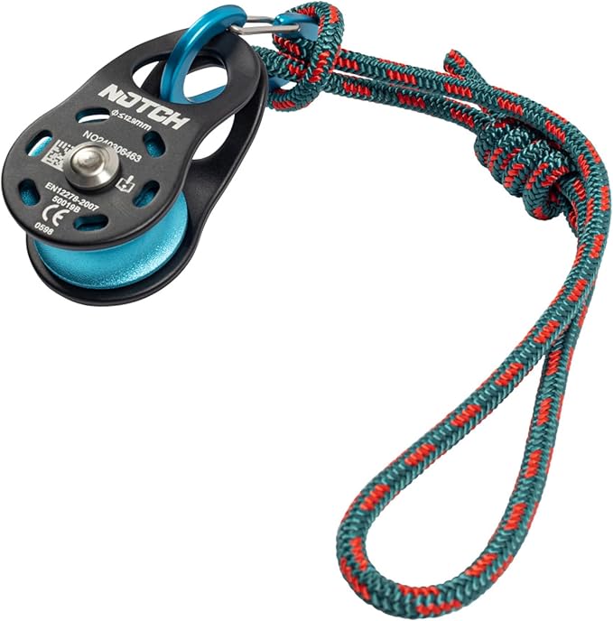 Notch Micro Pulley Combo Includes Micro Pulley, Micro Carabiner & 5mm Accessory Cord, Midline Attachable, Use with Lines u...