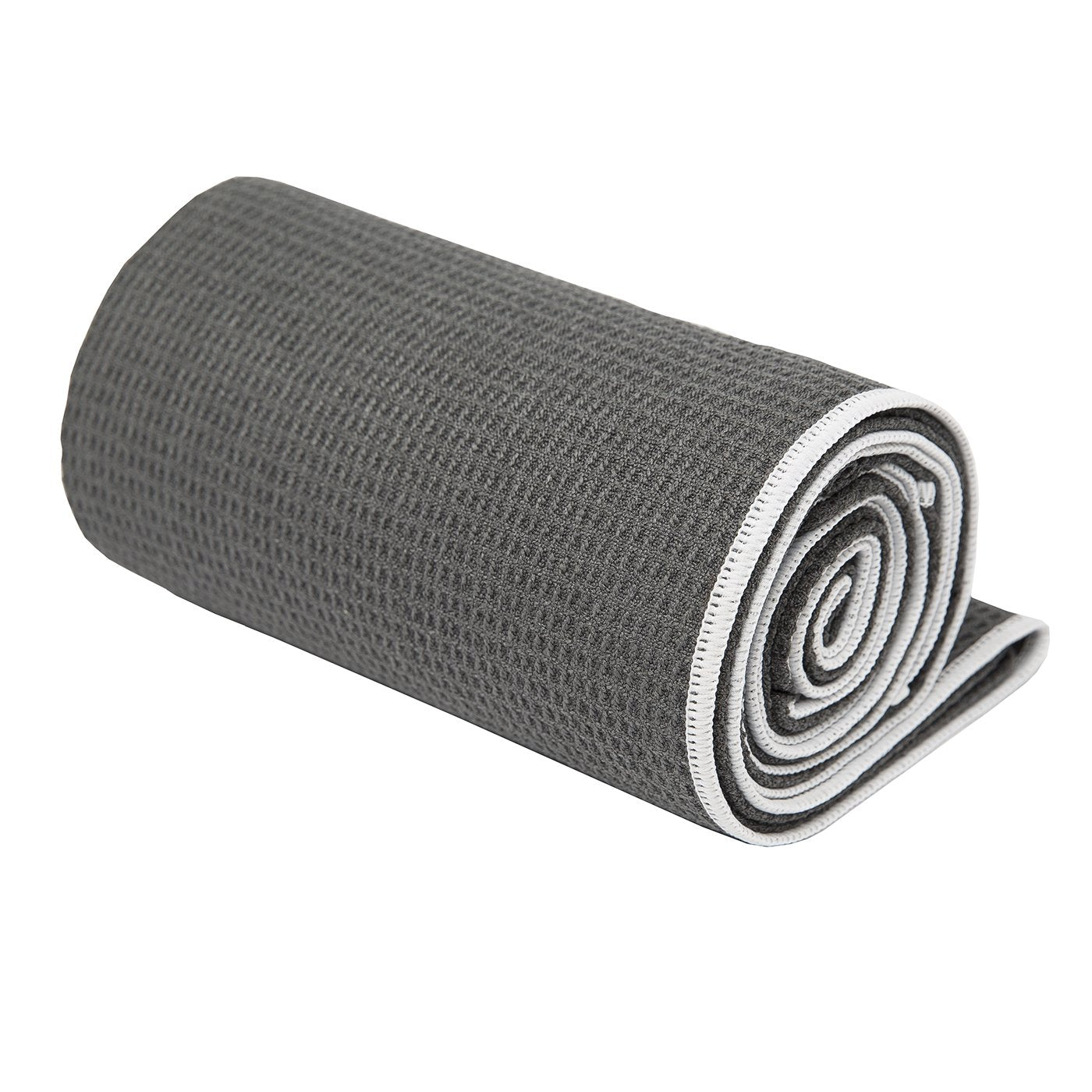Shandali Stickyfiber Hot Yoga Towel - Silicone Backed Yoga Mat-Sized, Absorbent, Non-Slip, 24" x 72" Bikram, Gym, and Pilates - (Gray, Standard)