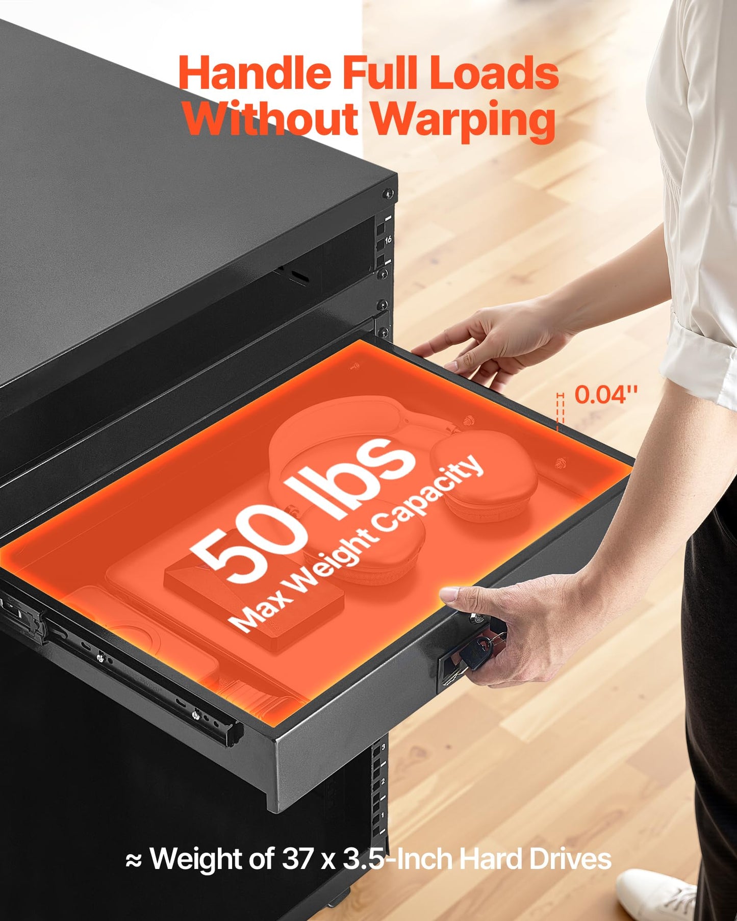 Vevor 2U Rack Mount Drawer, 50 Lbs Max Load-Bearing, Lockable Server Cabinet Case, Sliding Drawer With Lock And Cable Management