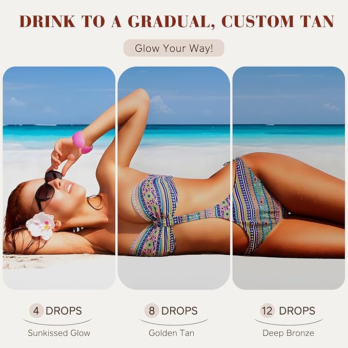 Tanning Drops to Drink - Sunless Tanning Drops To Drink - Bronze Tanning for Face and Body, Promotes Healthy Skin, Suitable for All Skin Types