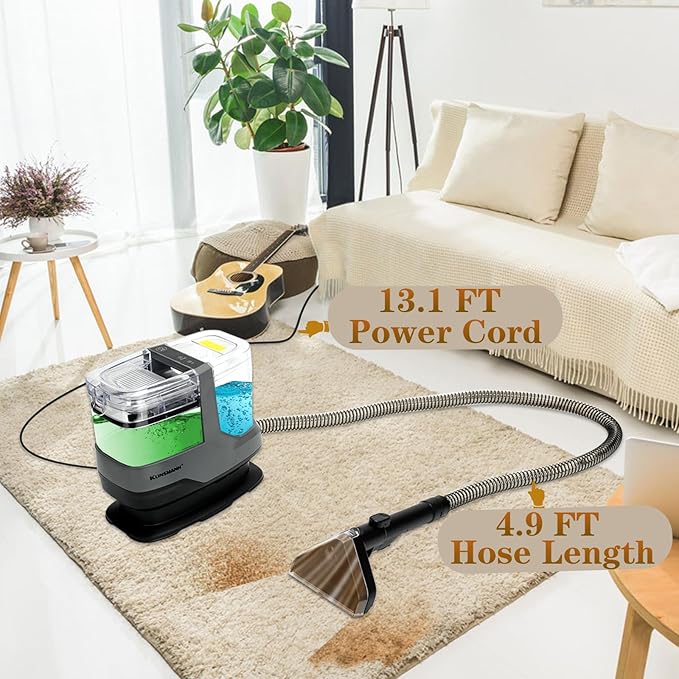Couch & Upholstery Cleaner Machine, Small Portable Carpet Spot Cleaner Machine, Handheld Car Shampooer with 17KPa Powerful Suction for Deep Cleaning Sofa, Furniture, Mattress, Rug, Stairs & Pet Messes