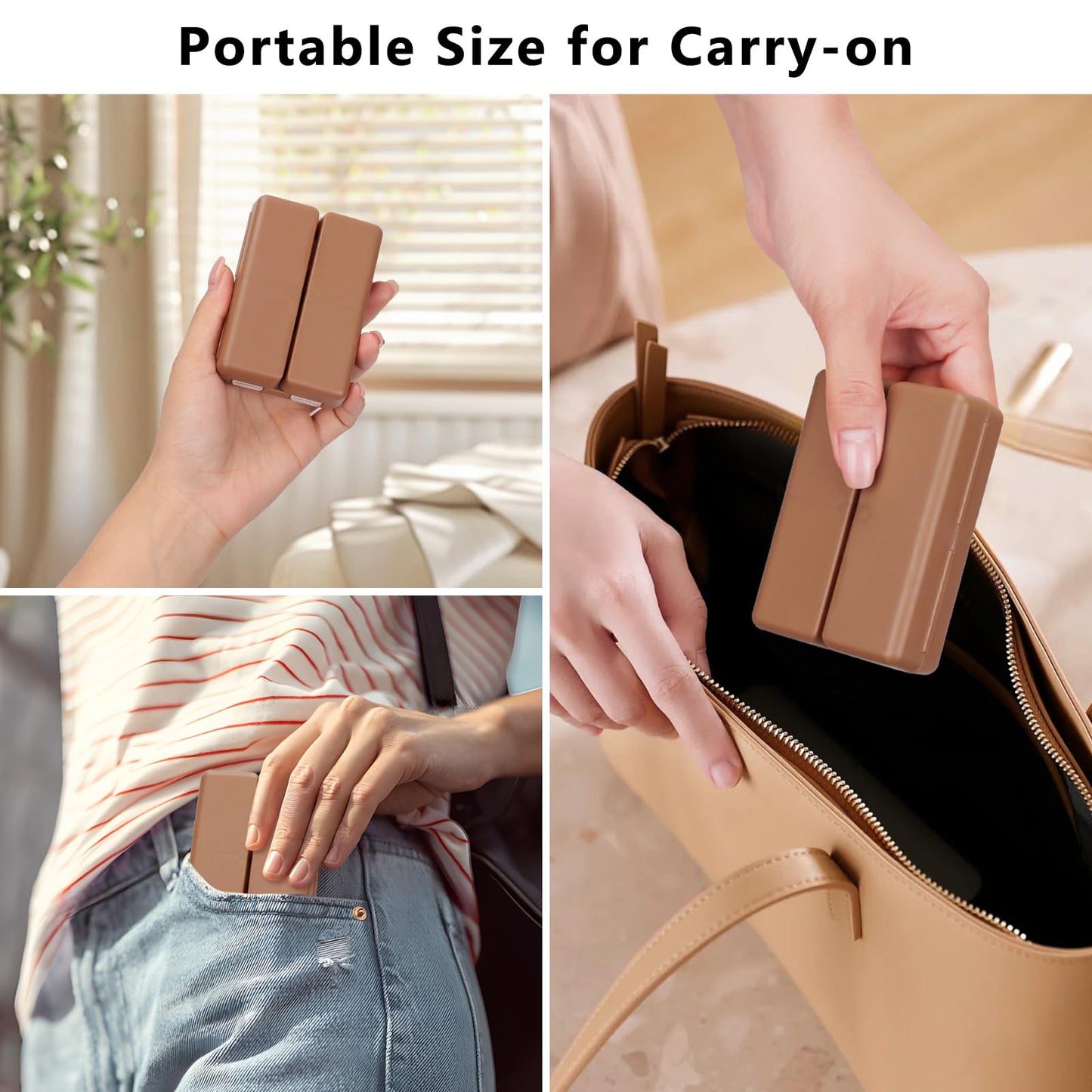 FYY Daily Pill Organizer,2 Pcs 7 Compartments Portable Pill Case Travel Pill Organizer,[Folding Design] Pill Box for Purse Pocket to Hold Vitamins,Cod Liver Oil,Supplements and Medication-Brown