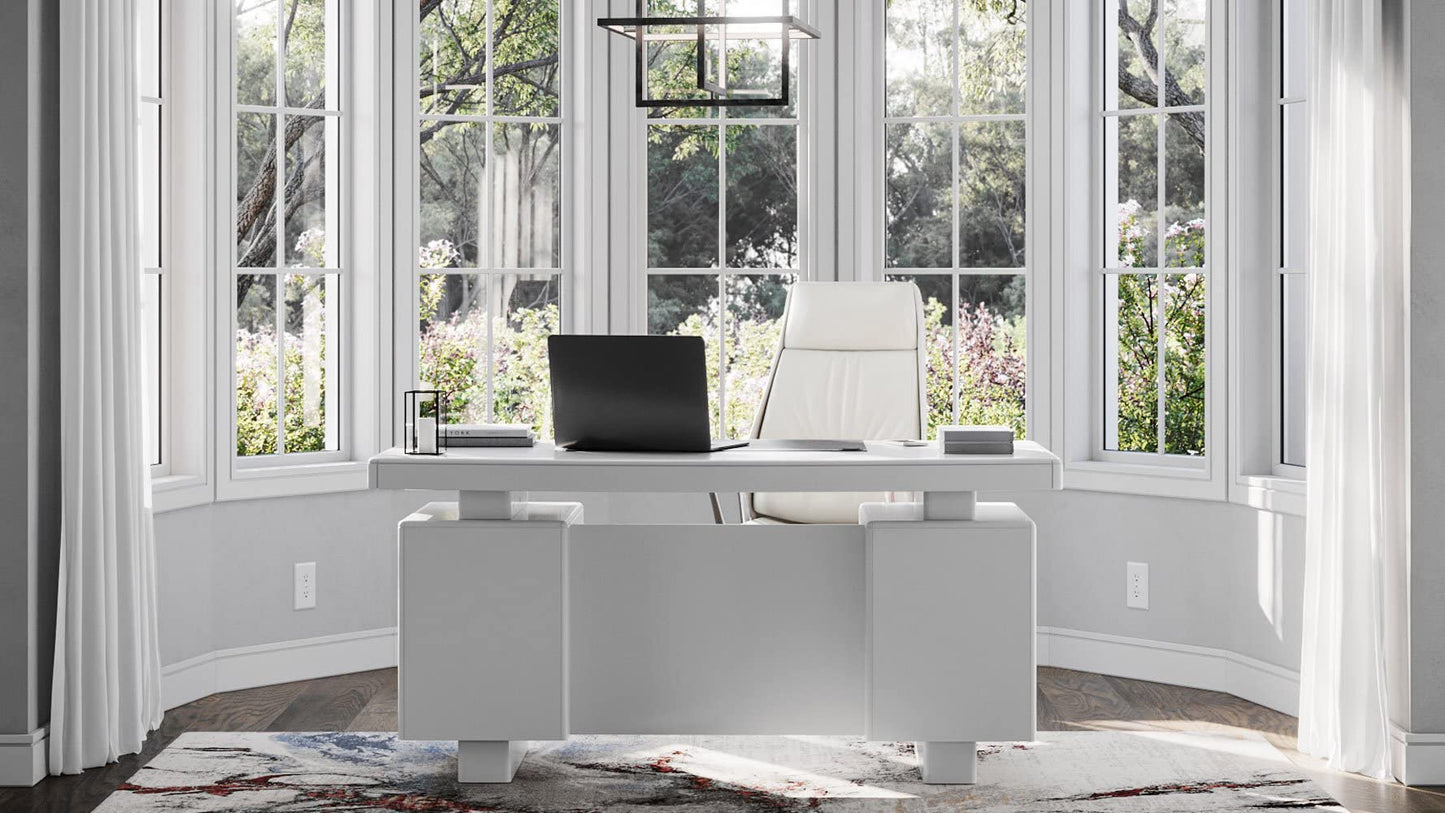 ZURI Modern Monroe Desk - Fixed Height - White