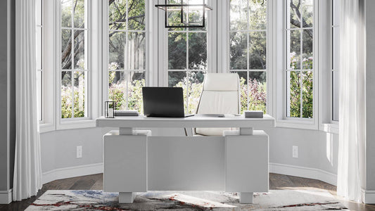 ZURI Modern Monroe Desk - Fixed Height - White