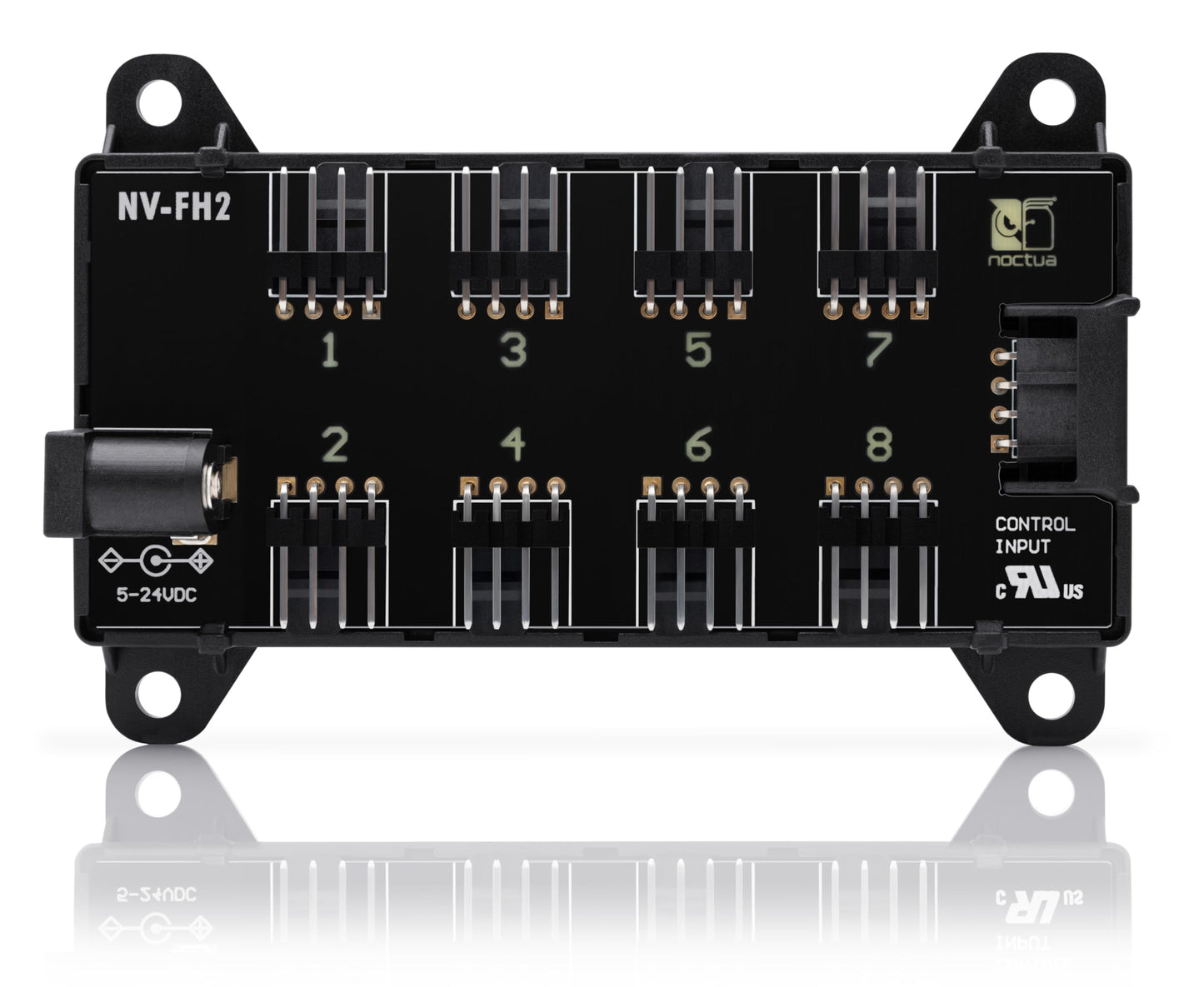 Noctua Nv-Fh2, 8 Channel Fan Hub For 5V, 12V, And 24V Fans, Up To 60W Total With Optional 5.5Mm Barrel Connector Power Supply (B