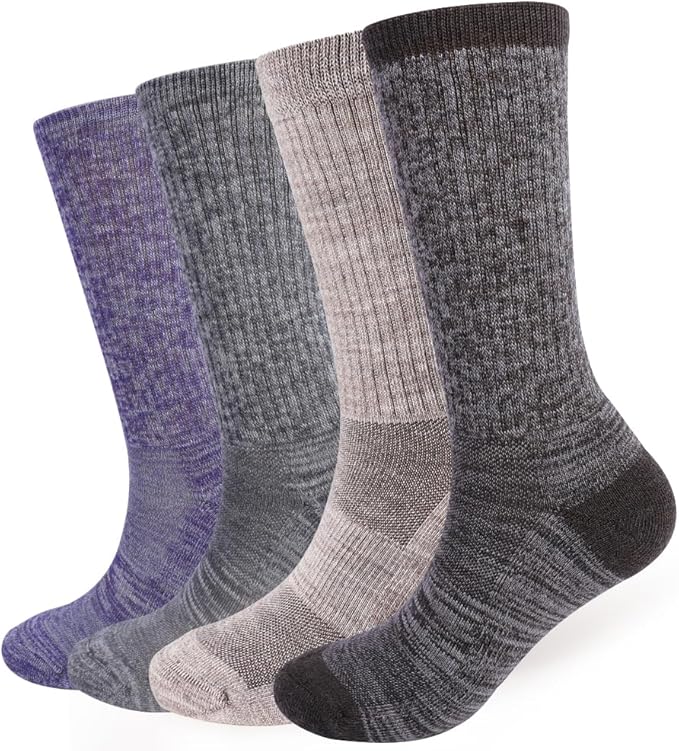 EnerWear 4/6 Pack Unisex Merino Wool Outdoor Hiking Trail Crew Sock