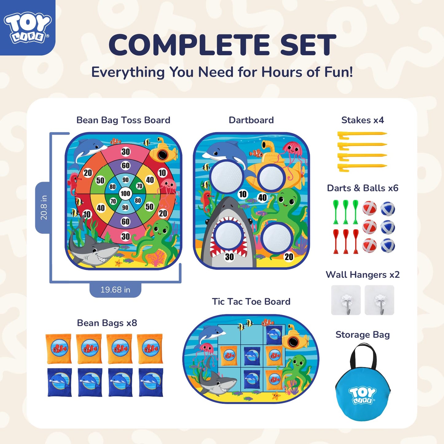 TOY Life Toddler Outdoor Toys for Kids Ages 4-8, Bean Bag Toss, Outside Yard Games for Kids Cornhole, Indoor Lawn Backyard Games Birthday Family Party Toddler Game, Gift for Boys 3 4 5 6 7