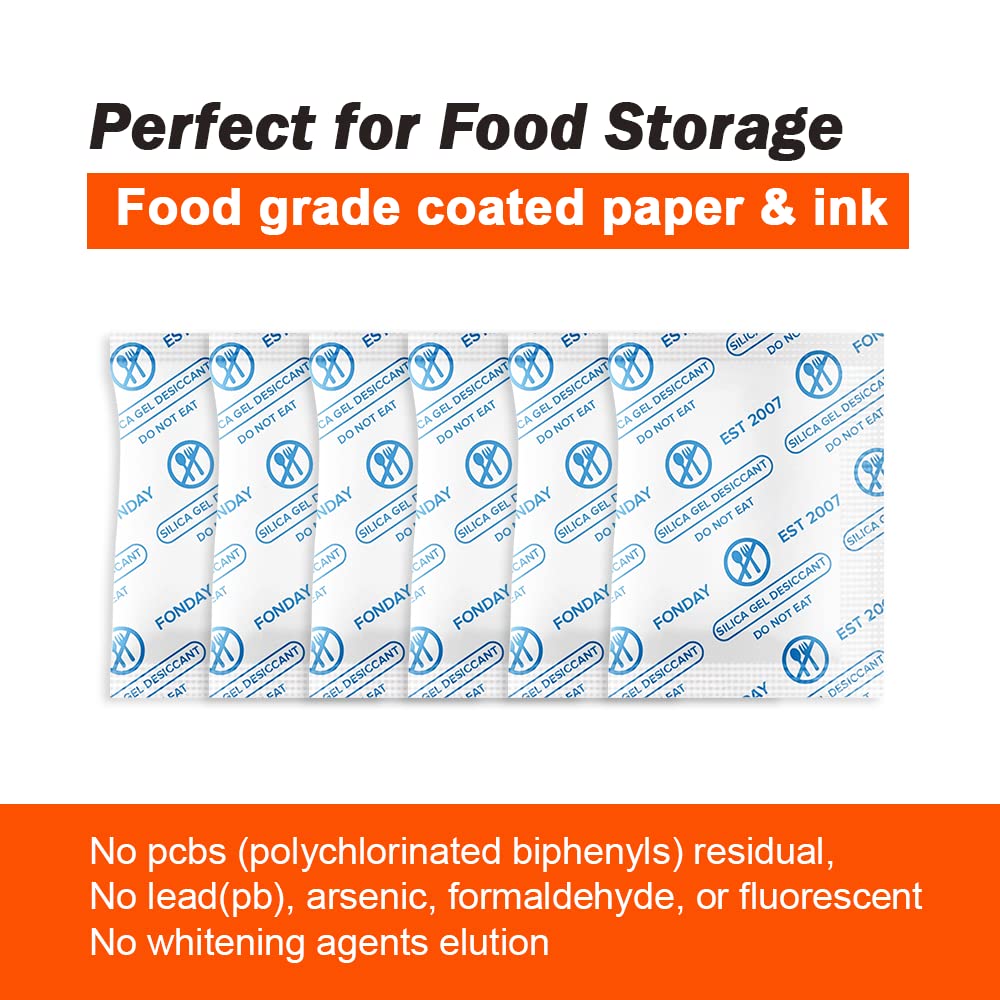 1 Gram 200 Packets Fonday Food Grade Silica Gel Desiccants Packs Moisture Absorbers Dehumidifier