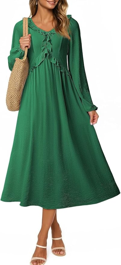 Dokotoo Maxi Dresses Fashion Clothing Fall Dresses 2025 Casual Long Sleeve Wedding Guest Sundress