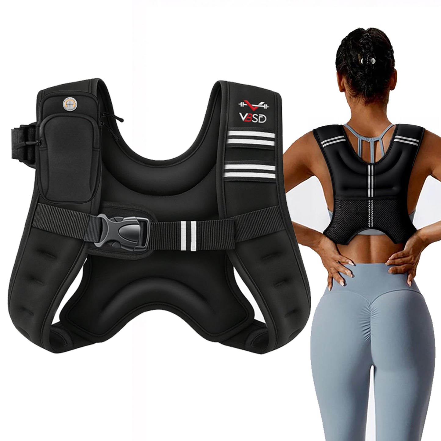 VBSD Weighted Vest Woman 6LB Weight Vest for Women Men Body Weight Vests for Walking Strength Training Running Workout Jogging Fitness Black