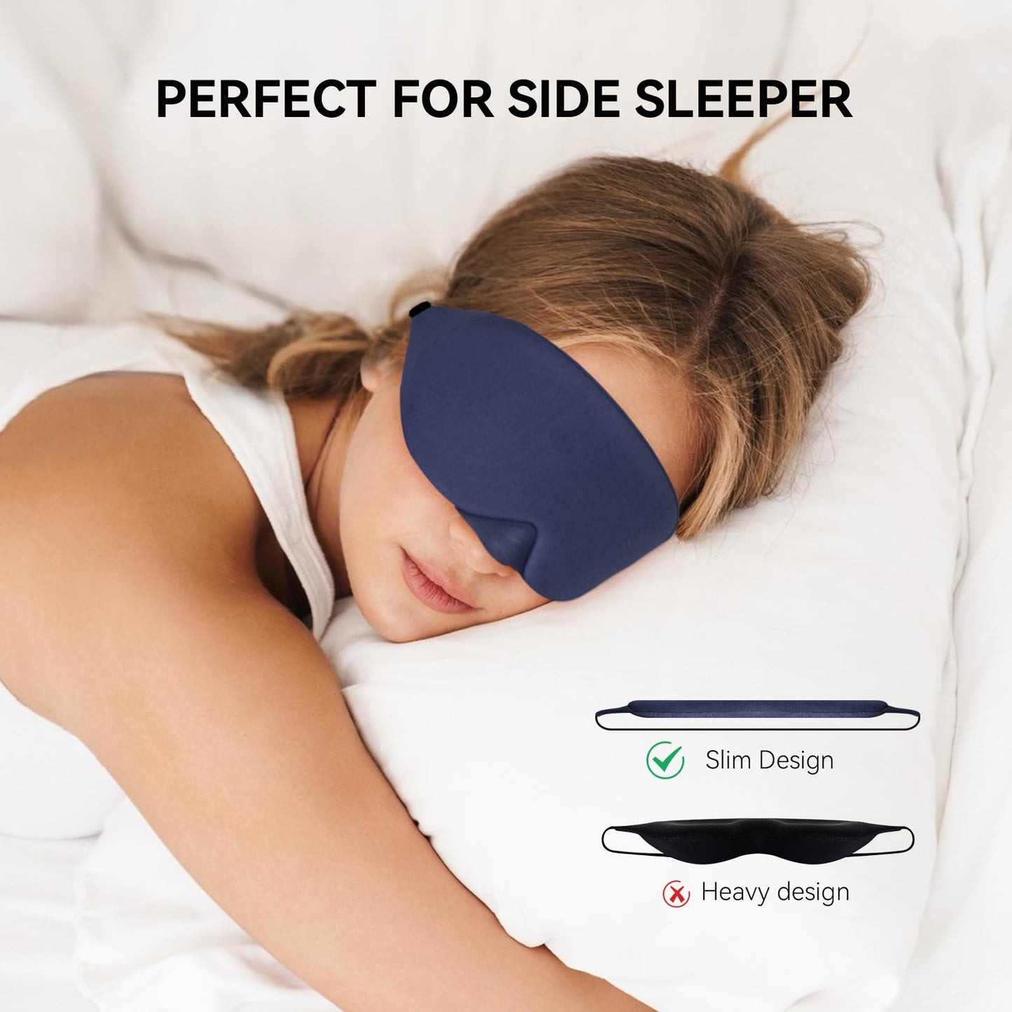 Mavogel Cotton Sleep Mask - 100% Handmade, Light Blocking Sleep Eye Mask with Updated Bending Nose Design, Soft Sleeping Mask for Women Men, for Sleep/Office/Naps, Includes Travel Pouch (Starry Blue)