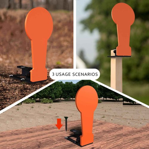 Atflbox 2Pcs 3/8" AR500 12.8'' Classic Popper Steel Shooting Target, 6'' Plate Auto Reset Target for Shooting Range, Suitable for Pistol, Rifle, Handgun, Shotgun, Rimfire