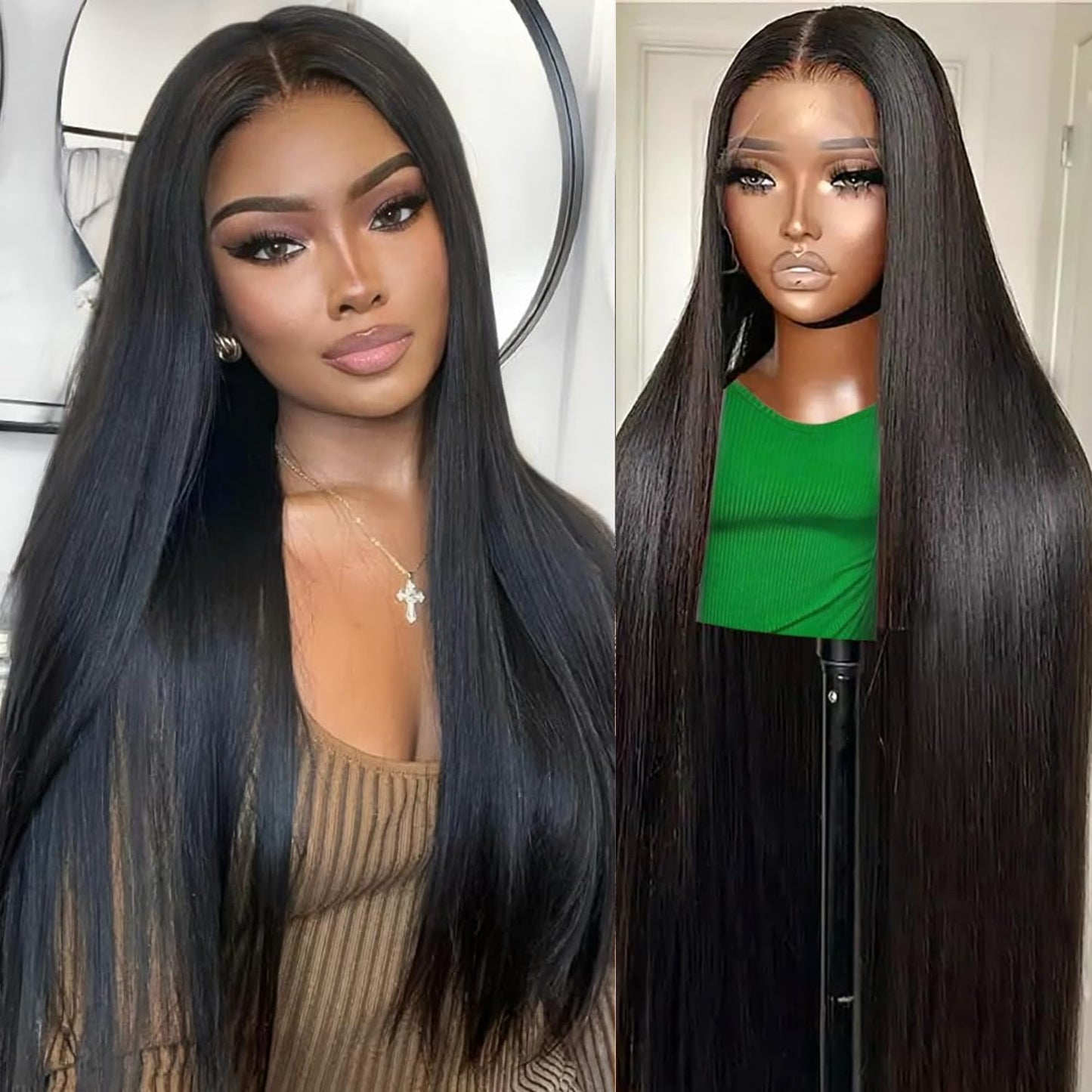 13x6 Lace Front Wigs Human Hair Straight HD Lace Front Wigs Human Hair 180% Density Pre Plucked with Baby Straight Wigs Frontal