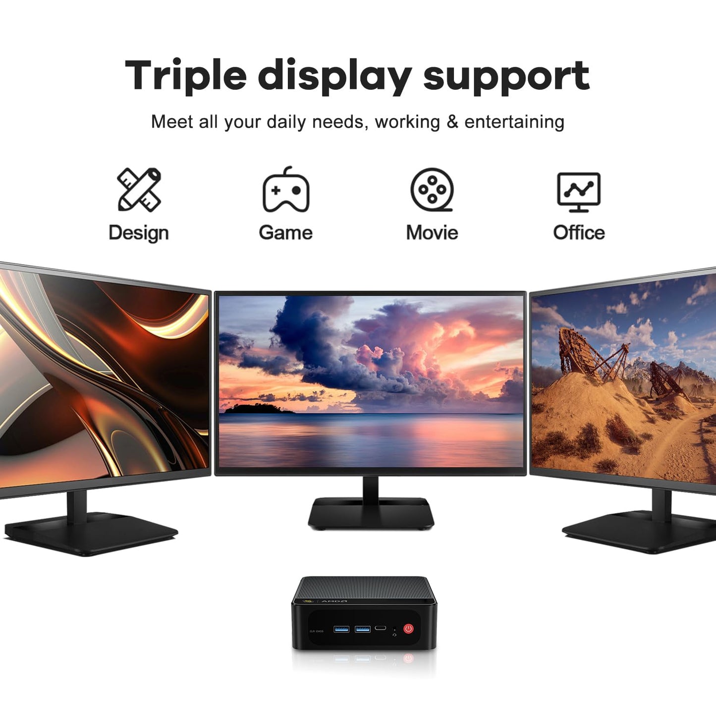 Beelink Mini PC SER5, AMD Ryzen 5 5500U, 16GB RAM, 500GB SSD, 4K Triple Display, WiFi 6, Black