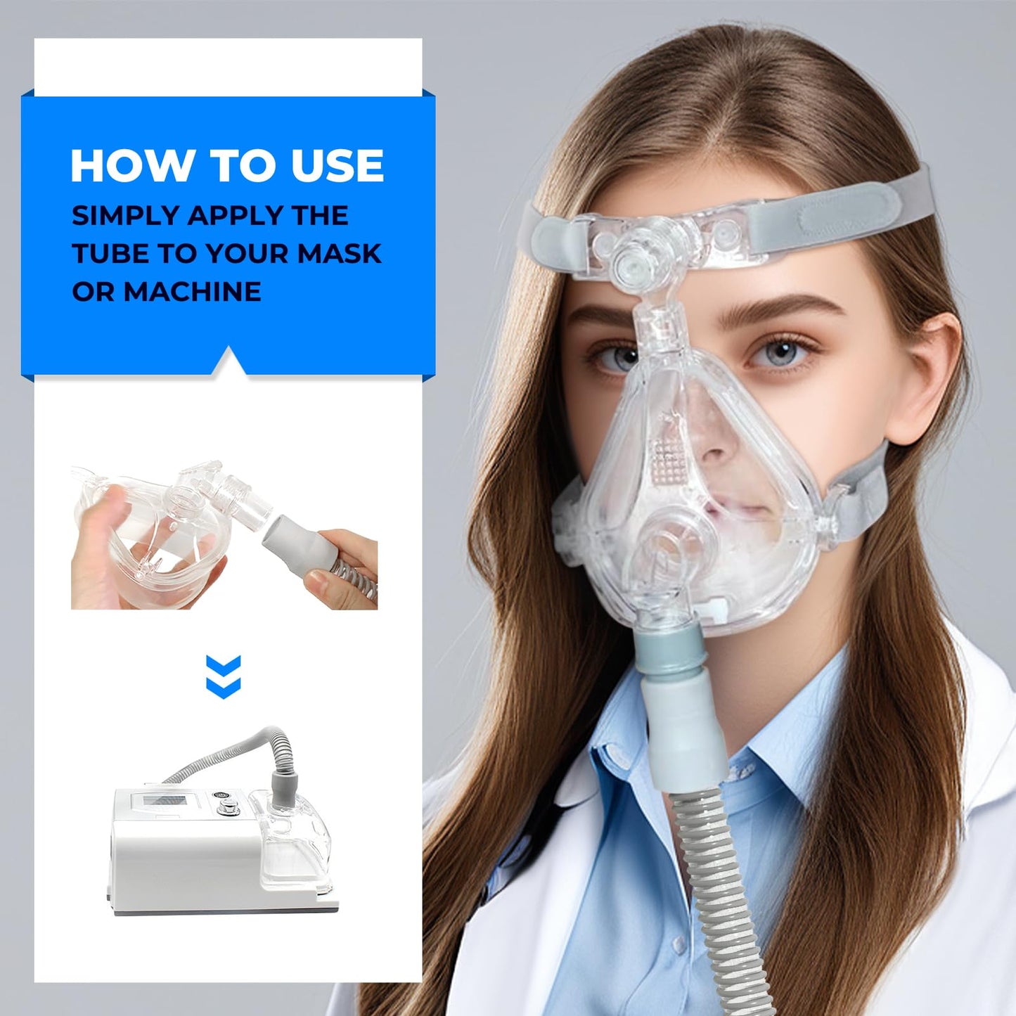 2 PACK Universal Tubing Replacements for CPAP Supplies, 6 Foot Hoses Compatible for Philips Respironics,Resmed Airsense and Most of CPAP, APAP, BiPAP Machine/Mask with Clean Brush