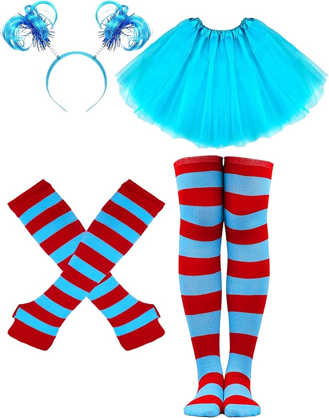 Women Tutu Costume Accessories Set with Headband Sunglasses Halloween 80s Cosplay Birthday Party Girls