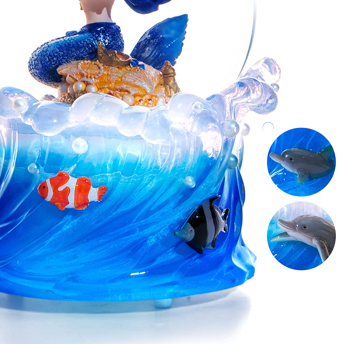 Mermaid Snow Globe Music Box, Ocean Theme Birthday Gift for Girls Daughter Girlfriend Wife Women Mother Day Anniversary Musical Box with Light Play You are My Sunshine
