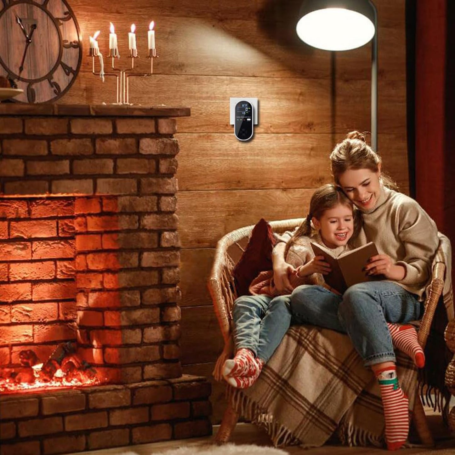 3-in-1 Carbon Monoxide Detector, Carbon Monoxide Detector Plug in Wall with Temperature & Humidity Display, CO Alarm Monitor with Color LCD Display, Accurate & Easy to Install