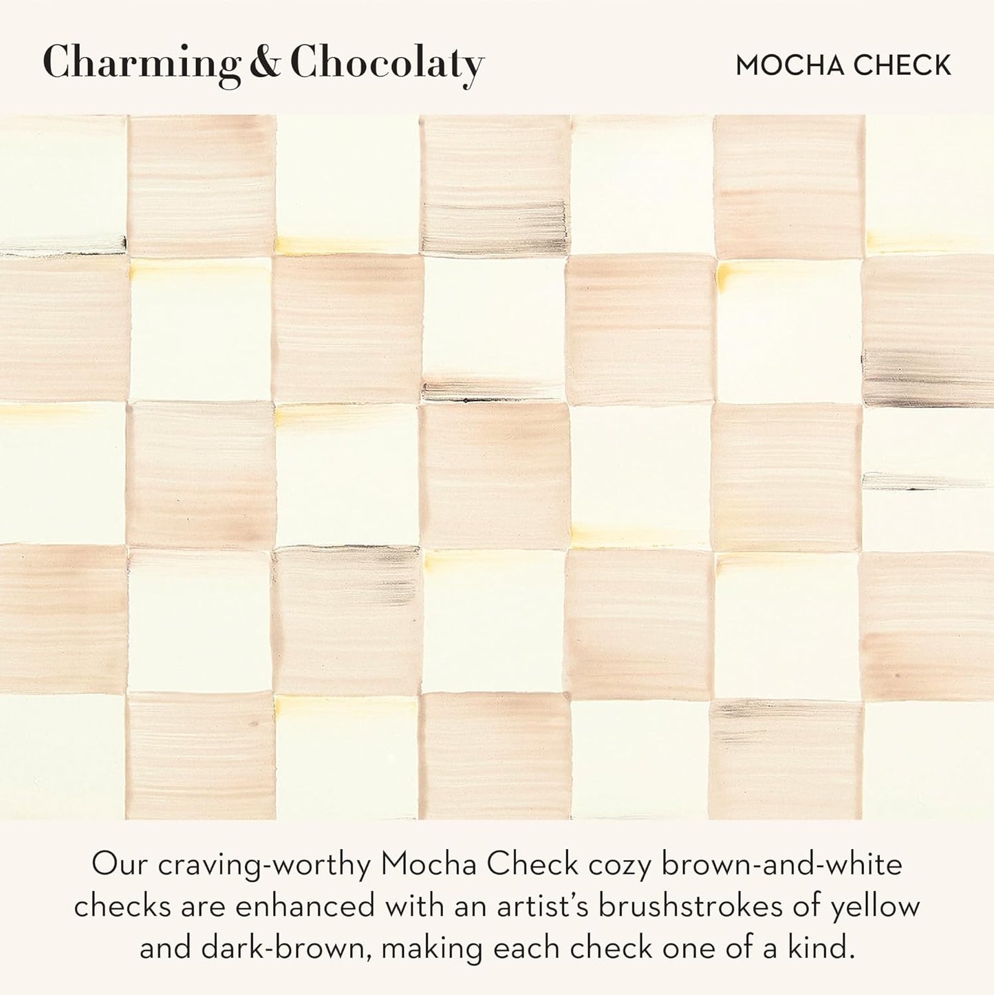MACKENZIE-CHILDS Enamel Oval Platter, Serving Plate for Entertaining, Large, Brown-and-White Mocha Check