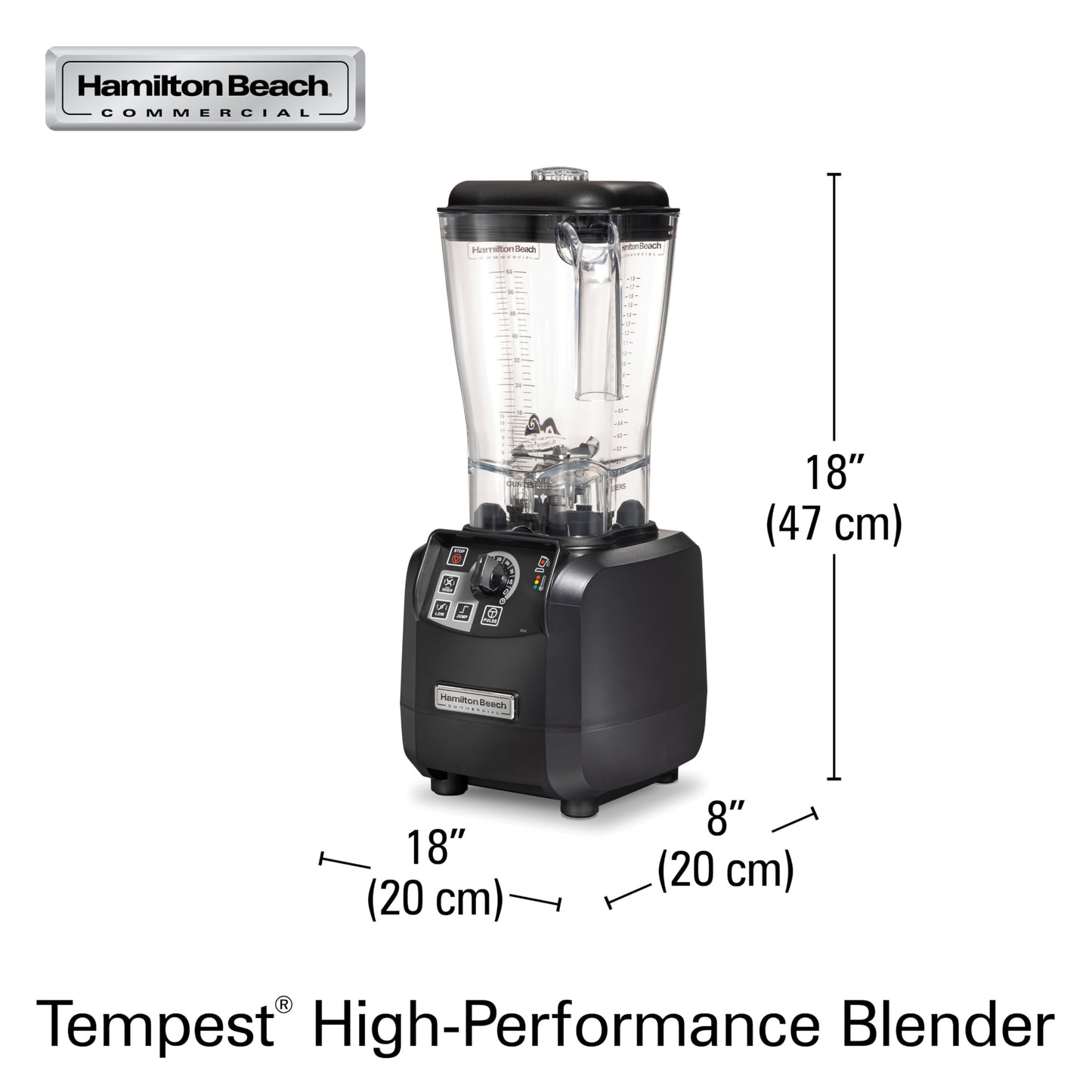 Hamilton Beach Commercial Tempest High-Performance Blender, 64 Ounce / 1.8 Liter Capacity, 3 HP Motor, NSF Certified, HBH650R