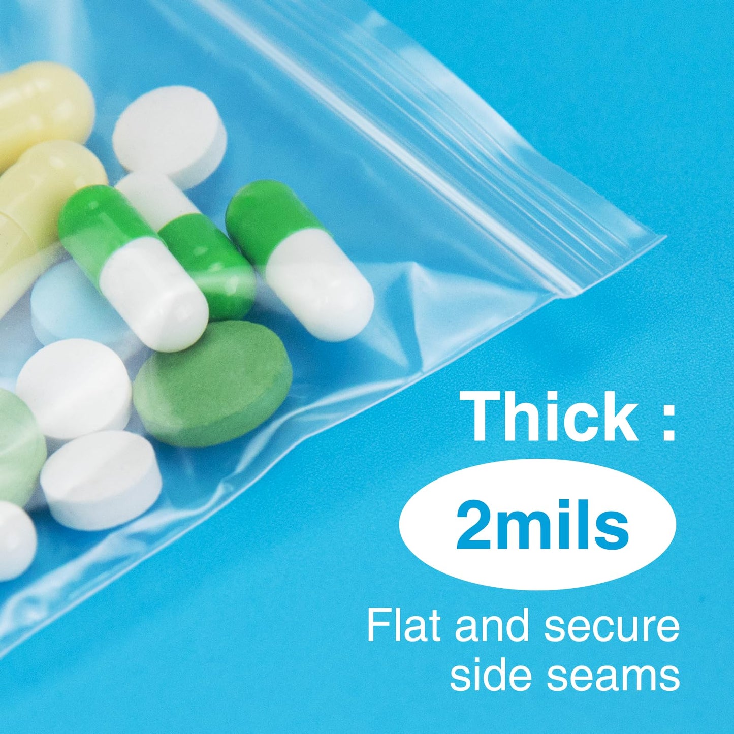 1200pcs 2 x 3 Clear Zip Bag, Small Plastic Jewelry Bags, 2 mil Thick Small Baggies, Resealable Zipper Bag, Storage Baggies for Daily Vitamin, Jewelry, Candy