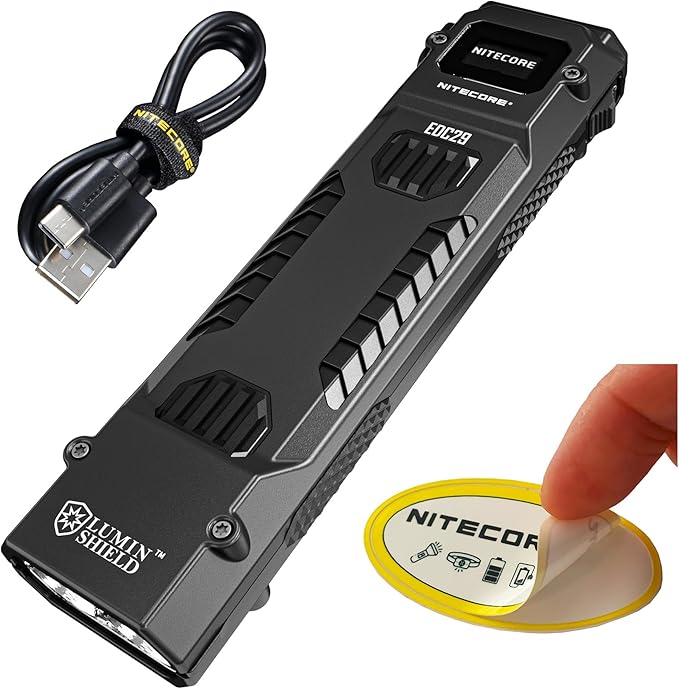 Nitecore EDC29 EDC Tactical Flashlight, 6500 Lumen USB-C Rechargeable Slim Flat Shape with Spotlight Floodlight Strobe Mod...