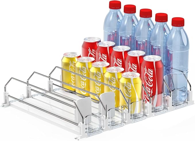 AMLLLC Drink Dispenser for Fridge,Automatic Pusher Glide Soda Can Dispenser for Refrigerator and Adjustable Width - Storag...