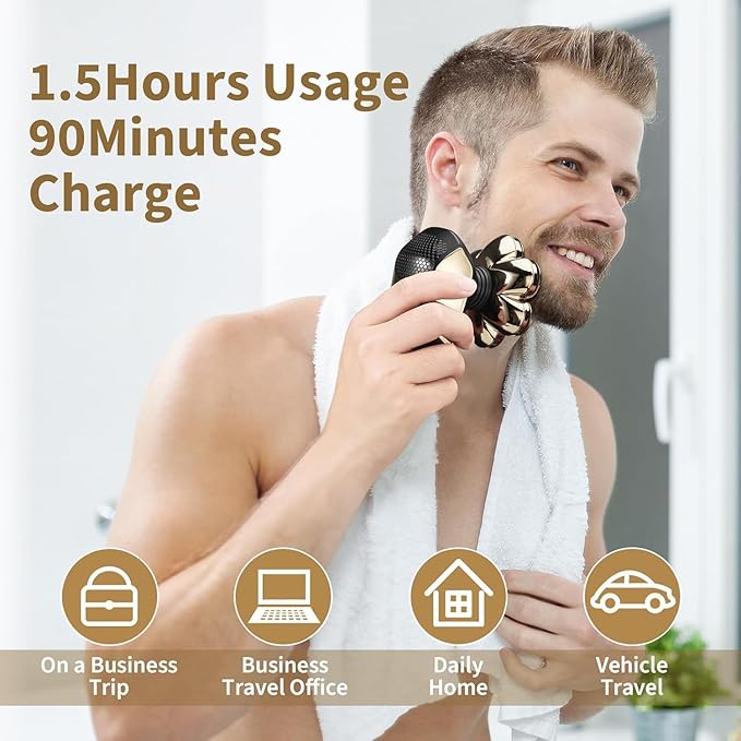 SHPAVVER Head Shavers for Bald Men: 5-in-1 Upgraded Electric Razor - IPX7 Waterproof Shaving Grooming Kit for Balder - Turbo Speed & Precision Blades (Deep Gold)