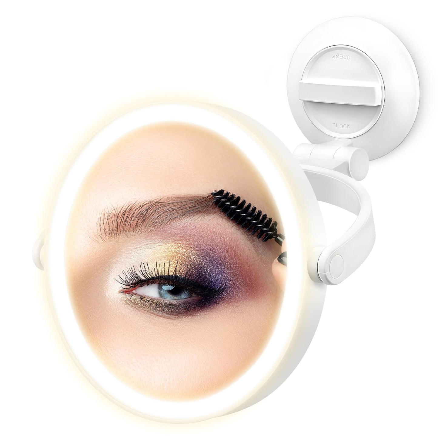Fabuday Wall Mounted Magnifying Makeup Mirror with Lights - 1x/30x Double Sided Lighted Magnification Mirror with Suction Cup, R