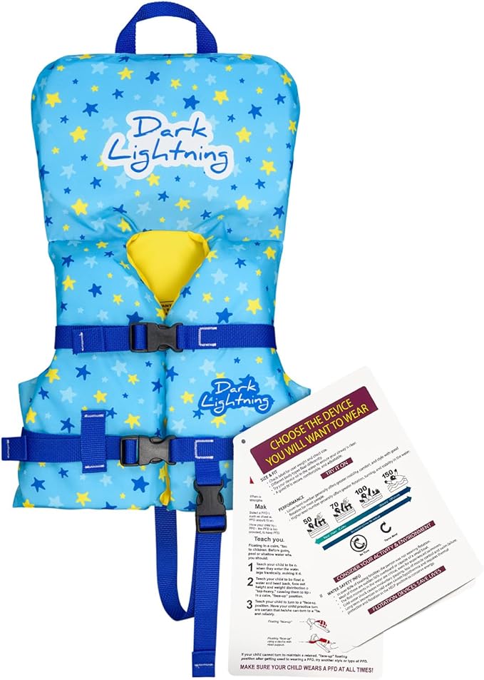 Dark Lightning USCG Approved Infant Life Jacket 0-30 lbs, Swim Vest for Baby/Toddlers 1-3 Year Old 20-30 lbs,Toddler Float...