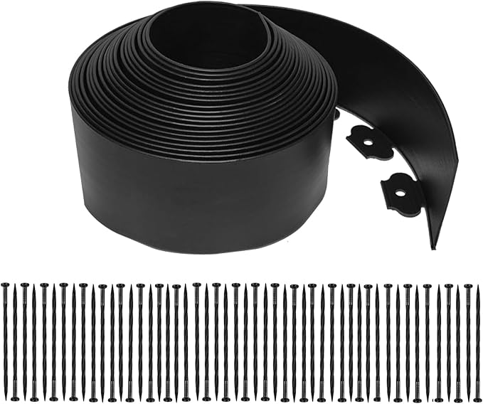 Landscape Edging Kit,40FT Plastic Garden Edging with 50 Stakes,4.5 Inch Tall Lawn Edging for Yard,Lawn,Flower Gardens Border (Black, 40FT)