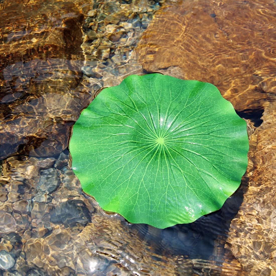 Superdream Artificial Realistic Lily Pads Floating Scenery Lotus Pods for Pool Decoration Aquarium Fish Pond Water Decorative (15 Pack)